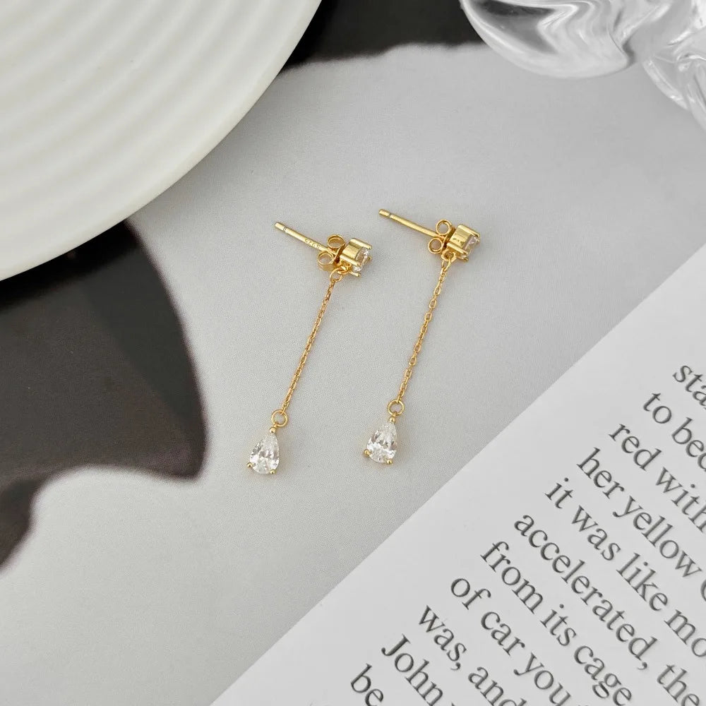KAKODIY Fashion Fashion Design 925 Sterling Silver Earrings Tassel Pear Shape 5A Cubic Zirconia Shiny Stud Earrings Female Accessories - product image 5
