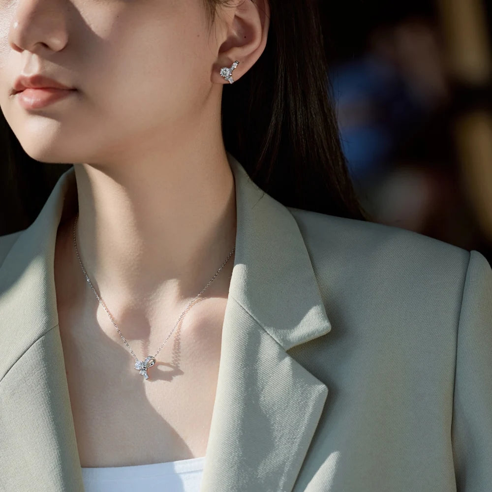KAKODIY new elegant design boutique jewelry rhodium-plated 925 Sterling Silver 5A cubic zirconia bow earrings daily wear - product image 2