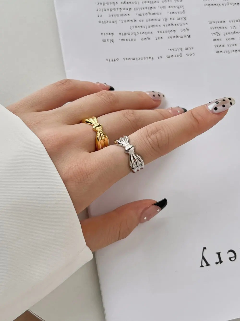 925 Sterling Silver Bow Minimalist Adjustable Ring product image 6