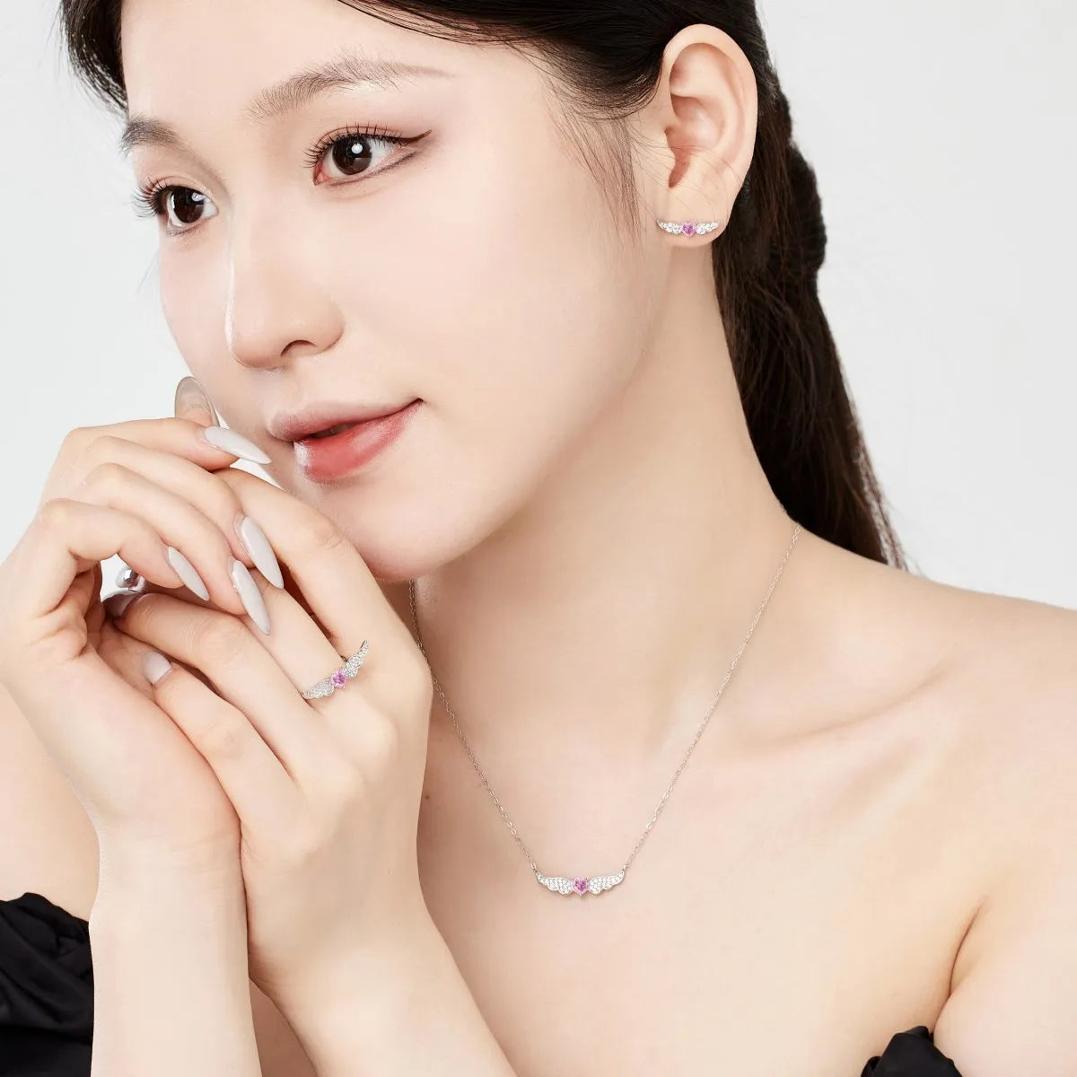 925 Sterling Silver Heart CZ Necklace DY190800 product image 2