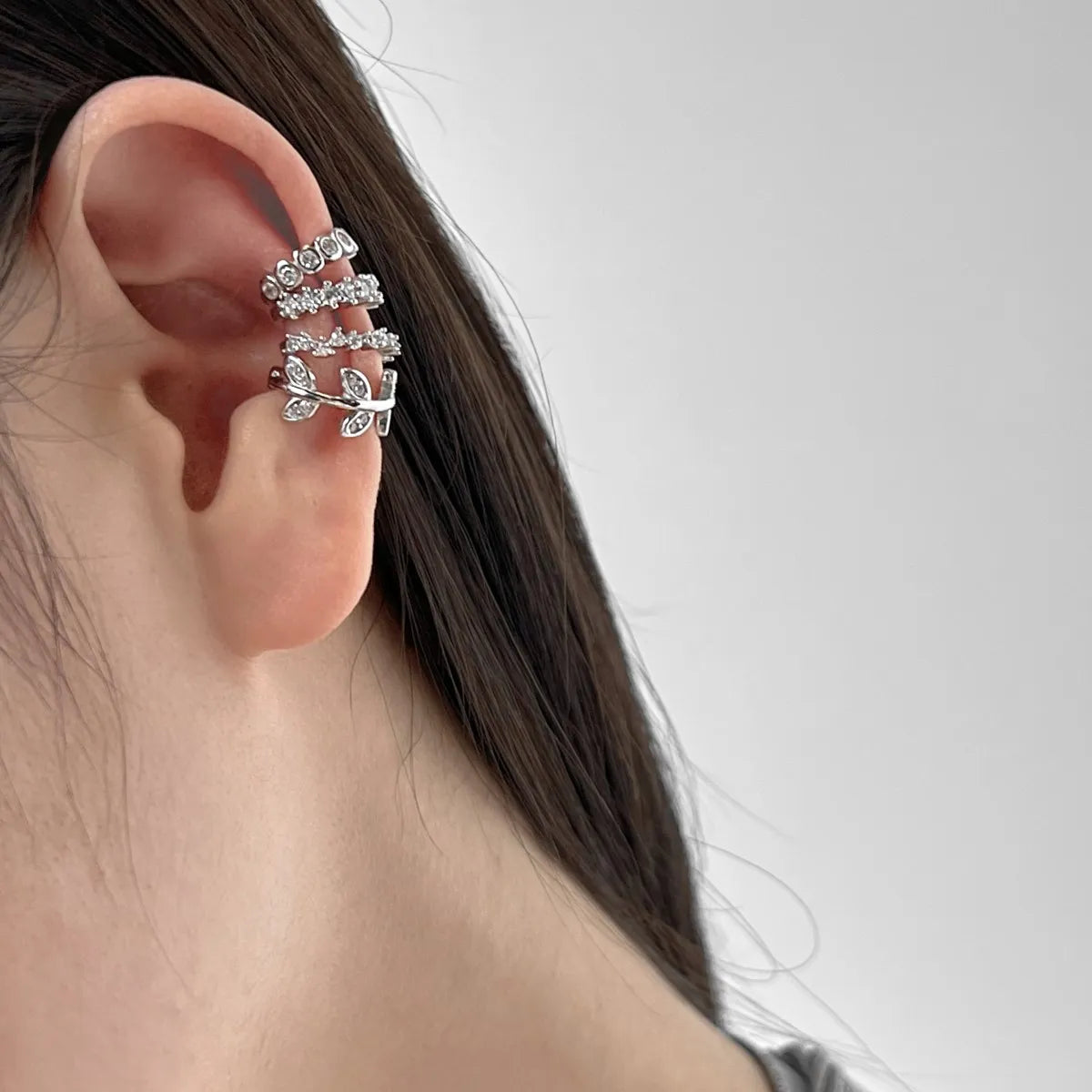 KAKODIY 925 Sterling Silver Fine Jewelry Cute Leaf-shaped Earrings Small Cubic Zirconia 18K Gold Plated Clip Earrings Women - product image 2