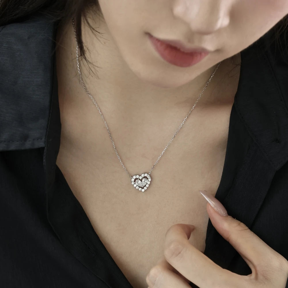 925 Silver Heart CZ Pendant Necklace DY190799 product image 6
