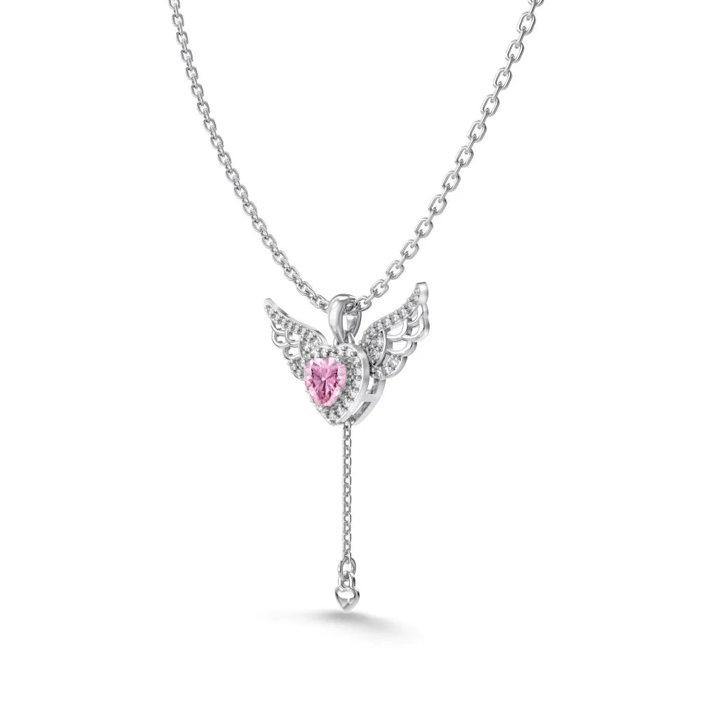 Elegance Fine Fashion Jewelry 925 Silver Link Chain 5A Cubic Zircon Tassel Heart Wings Angel Love Pendant Necklaces