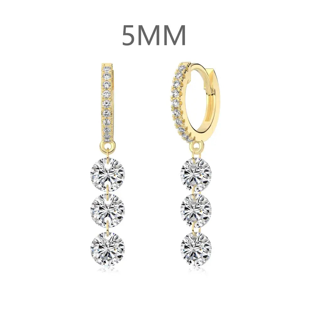 KAKODIY 14K Gold Plated Earrings 925 Sterling Silver Fine Jewelry Tri-zircon Pendant Ring Earrings - product image 2