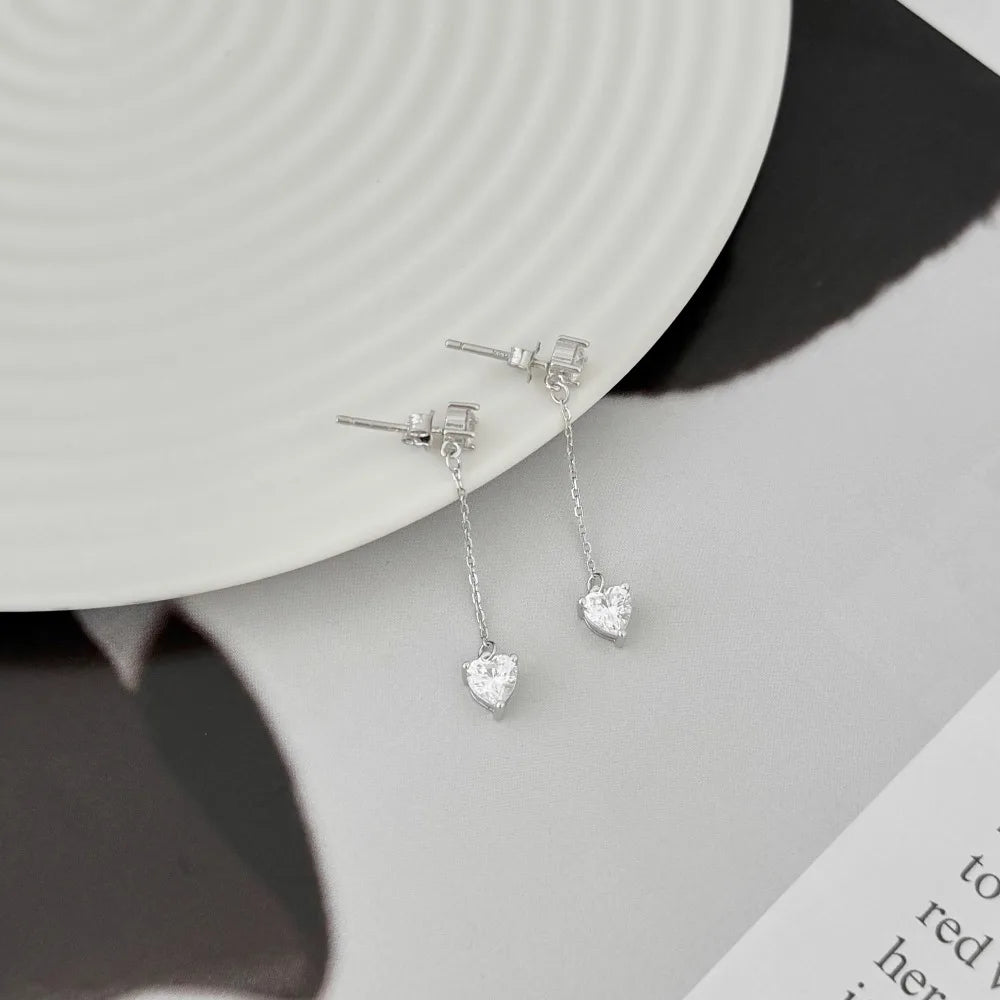 KAKODIY Charm Boutique Fashion Accessories 925 Sterling Silver Earrings Tassel 5A Cubic Zirconia Love Stud Earrings Lady Gift Daily - product image 2