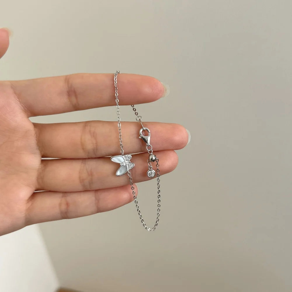 925 Sterling Silver Butterfly 5A CZ Chain Bracelet product image 5