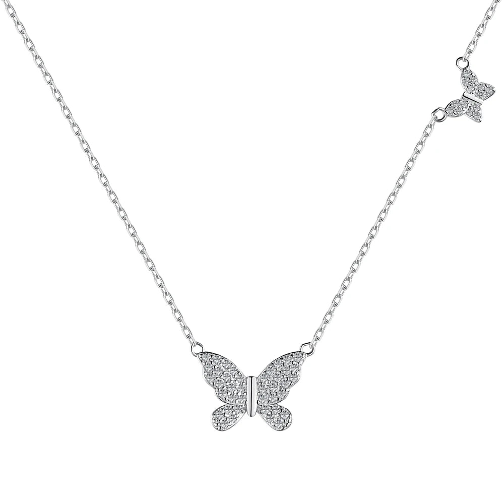 925 Silver Butterfly CZ Pendant Necklace DY190469 by KAKODIY