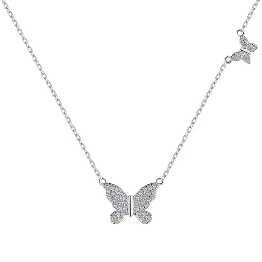 925 Silver Butterfly CZ Pendant Necklace DY190469 by KAKODIY