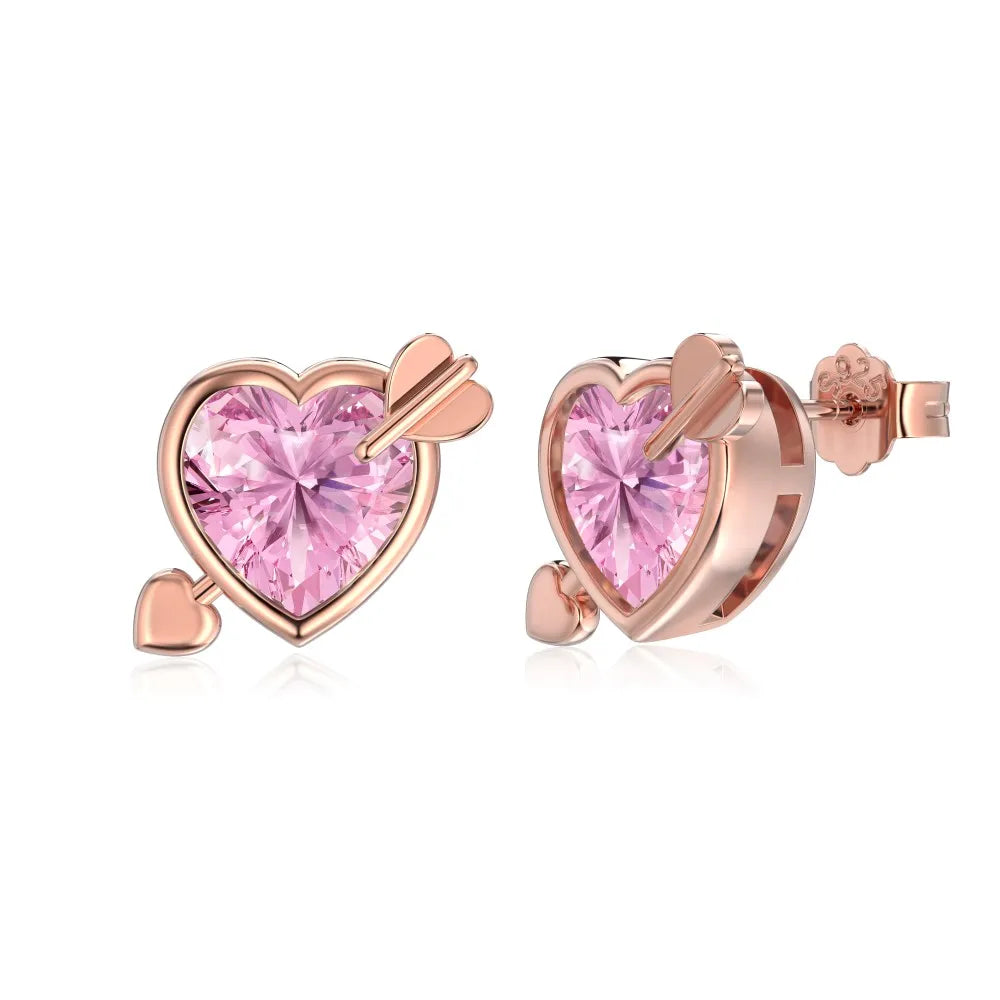 KAKODIY Tiny Charm Boutique Jewelry 925 Sterling Silver Plated Rose Gold Christmas Gift Heart Shape 5A Cubic Zirconia Stud Earrings