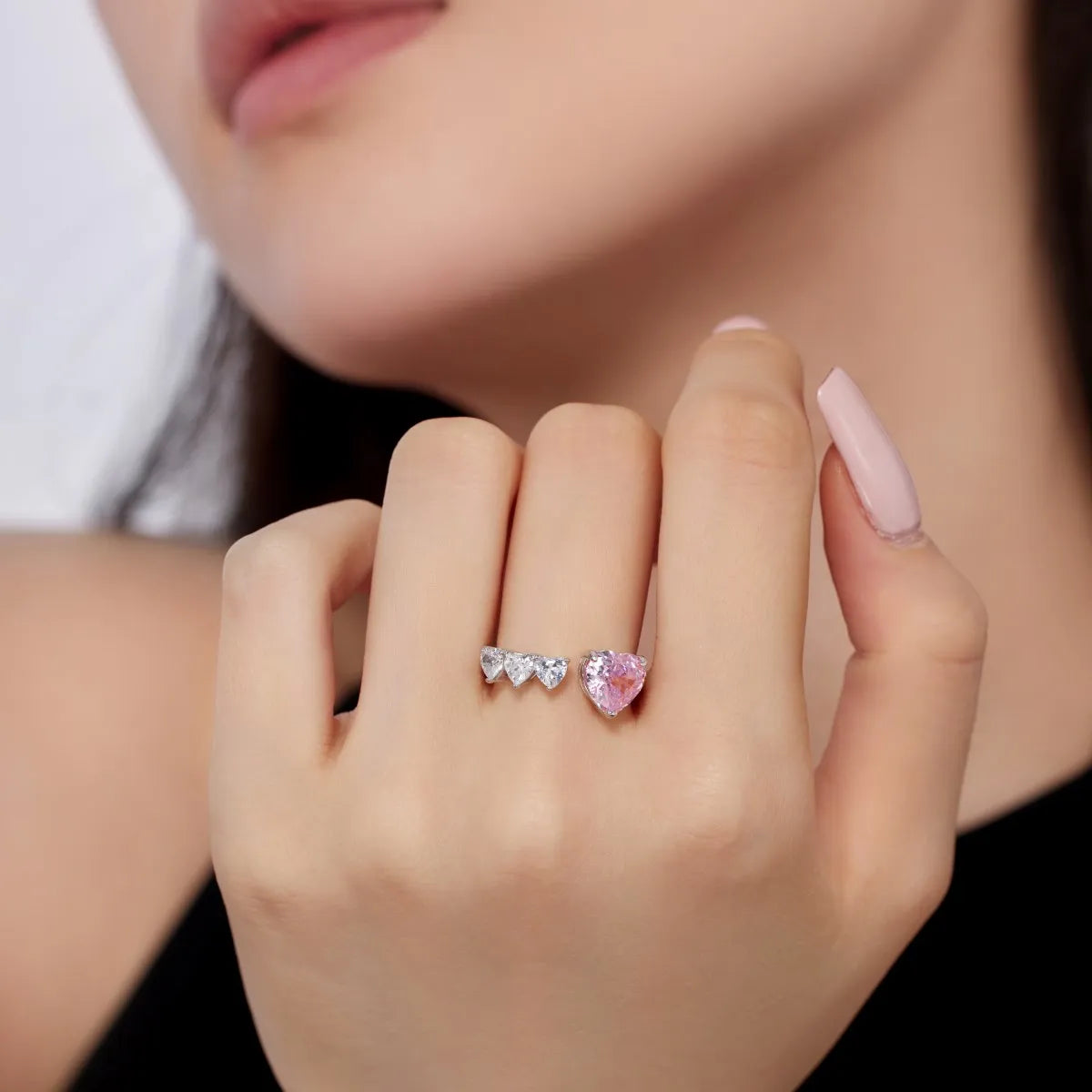 925 Sterling Silver Heart CZ Bridal Wedding Ring product image 6