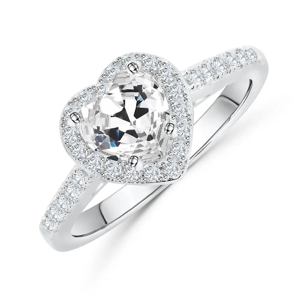 925 Silver Heart CZ Engagement Ring TL120016 product image 7