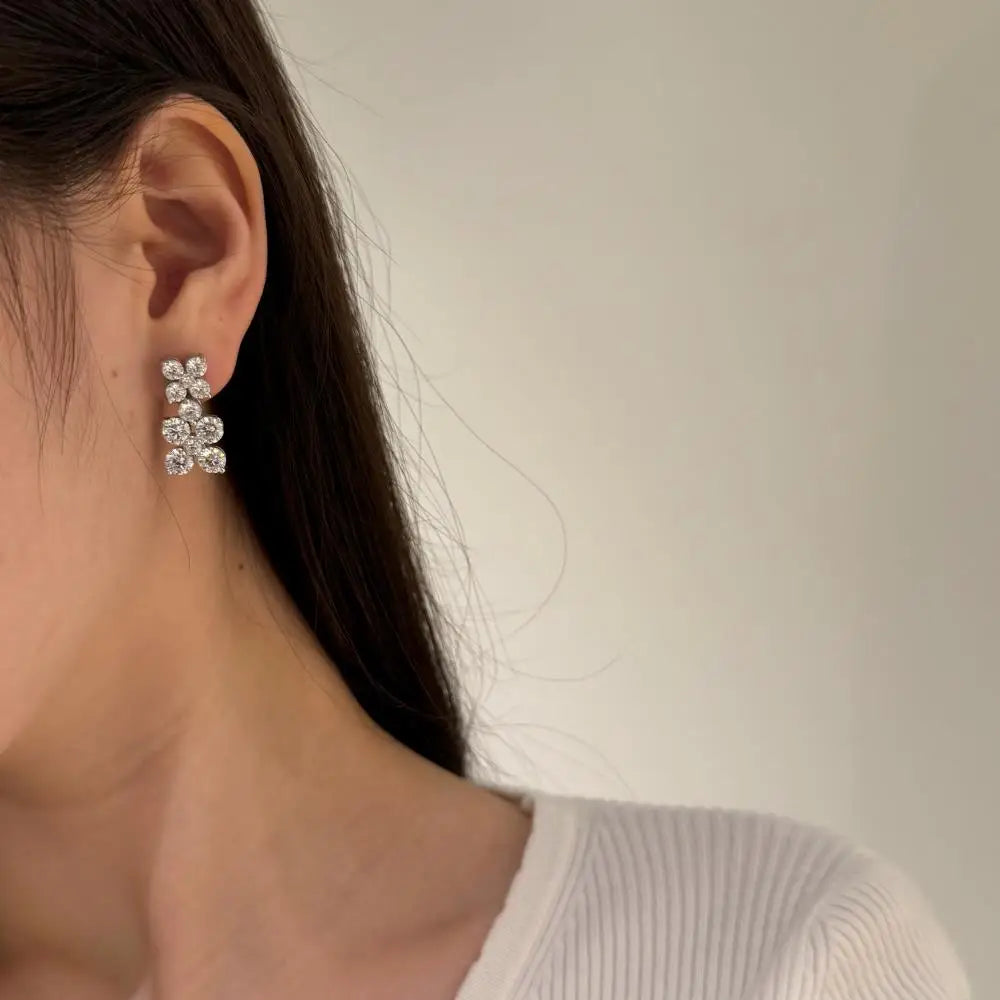 KAKODIY new design high-end quality 925 sterling silver deciduous 5A cubic zirconia earrings - product image 5