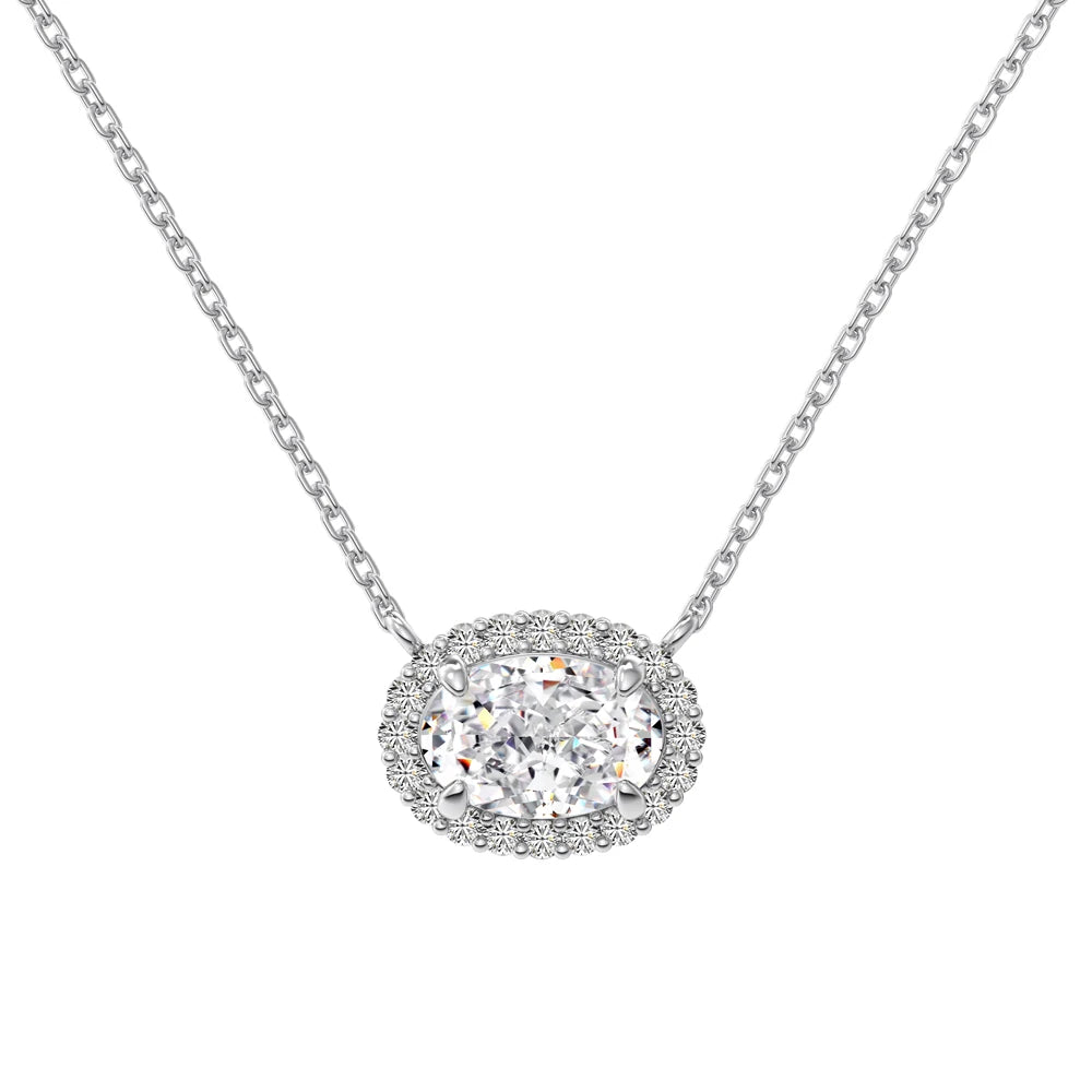 Hot Sale High Quality S925 Silver Jewelry Round Oval 8A Cz Zirconia Pendant Necklace 18K Gold Plated Necklaces for Women