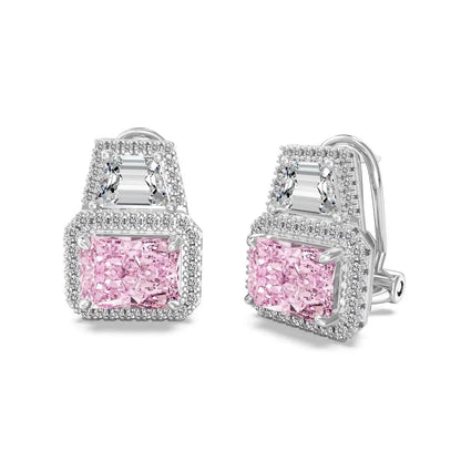 KAKODIY Elegant 925 Sterling Silver Stud Earrings with 8A Emerald Pink Cubic Zirconia Sterling Silver Jewelry - product image 1