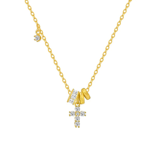 925 Silver Cross CZ Pendant Necklace DY191624 by KAKODIY
