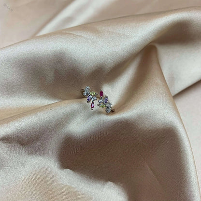 925 Sterling Silver Toe Ring Hypoallergenic Adjustable Band Leaf Ring CZ Adjustable Open Ring Unique Wedding Engagement
