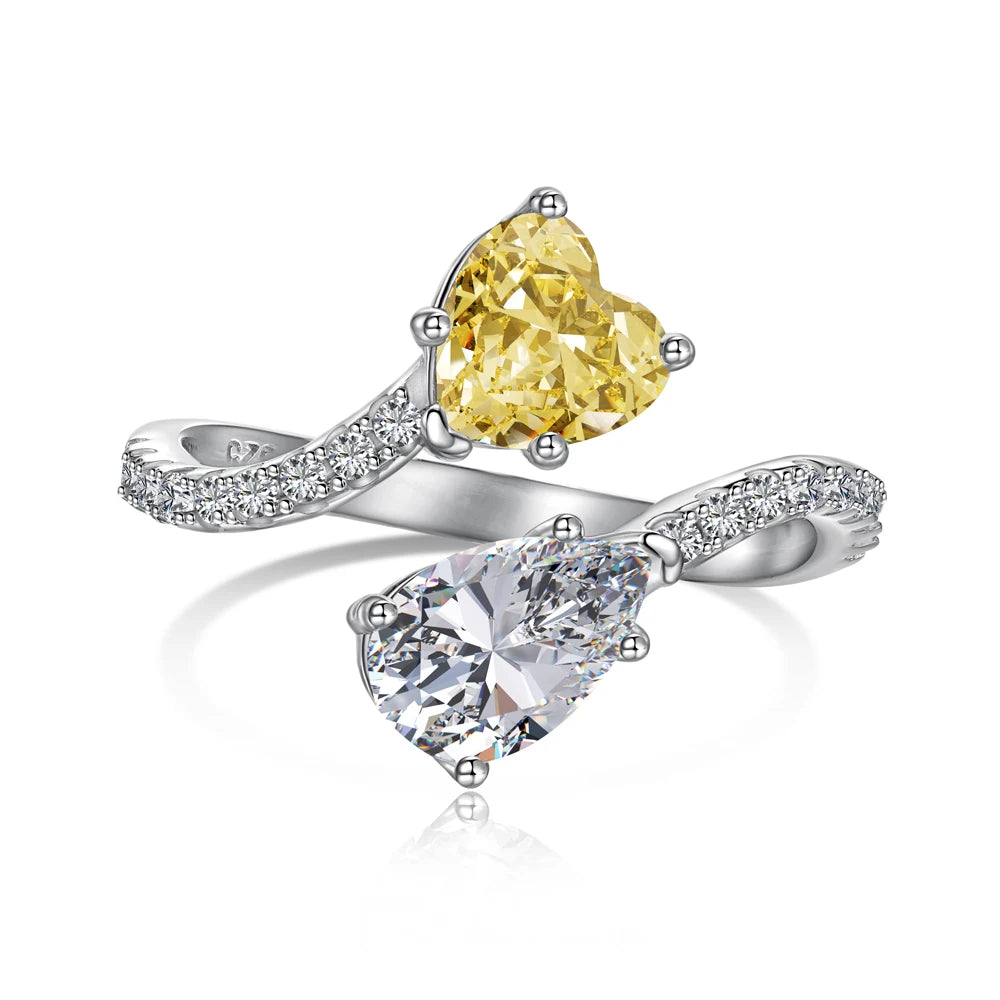 925 Sterling Silver Heart CZ Adjustable Ring product image 8