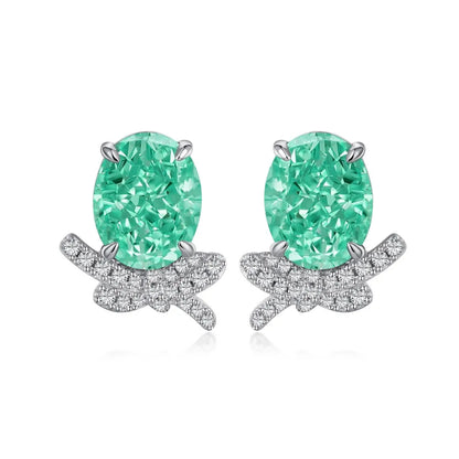 KAKODIY Boutique Jewelry 925 Sterling Silver Earrings Oval Cube Zirconia Green Emerald Earrings Custom Female Direct Earrings