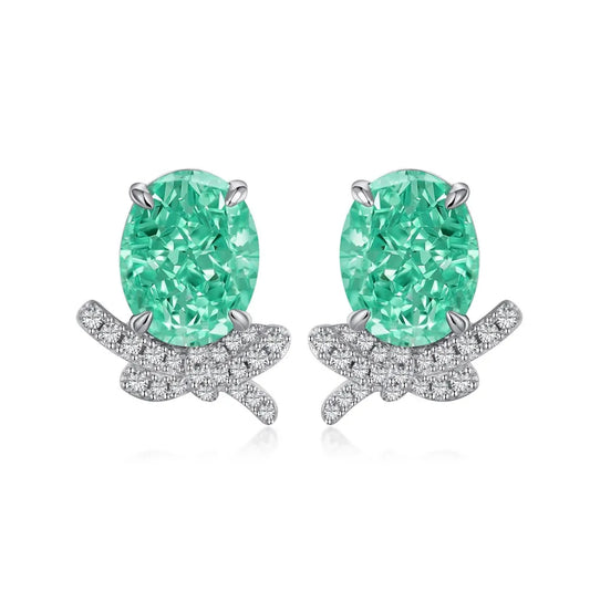 KAKODIY Boutique Jewelry 925 Sterling Silver Earrings Oval Cube Zirconia Green Emerald Earrings Custom Female Direct Earrings