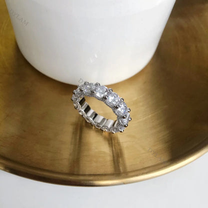 Fancy Luxury Trendy Double Layered Anniversary Diamond Engagement Wedding Bands CZ 5A S925 Rings