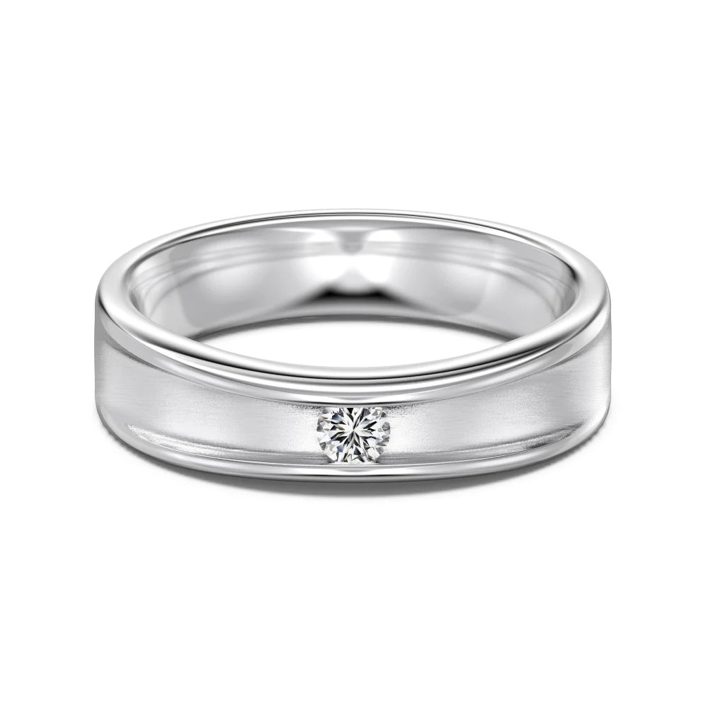 Elegant Design Frosted Polished Surface S925 Silver Classic Circle 5A Zirconia Promise Engagement Women Jewelry Rings