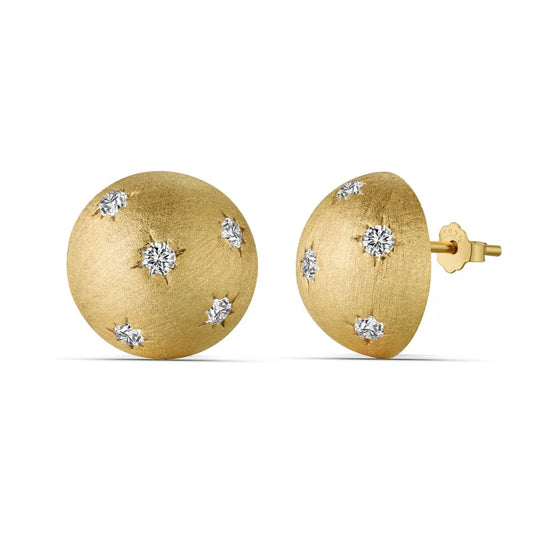 KAKODIY Hemispherical 22K Gold Plated Zircon Stud Earrings 925 Sterling Silver Ladies Jewelry Earrings - product image 1