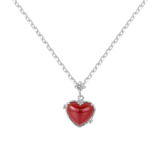 925 Silver Heart 5A CZ Pendant Necklace DY191717 by KAKODIY
