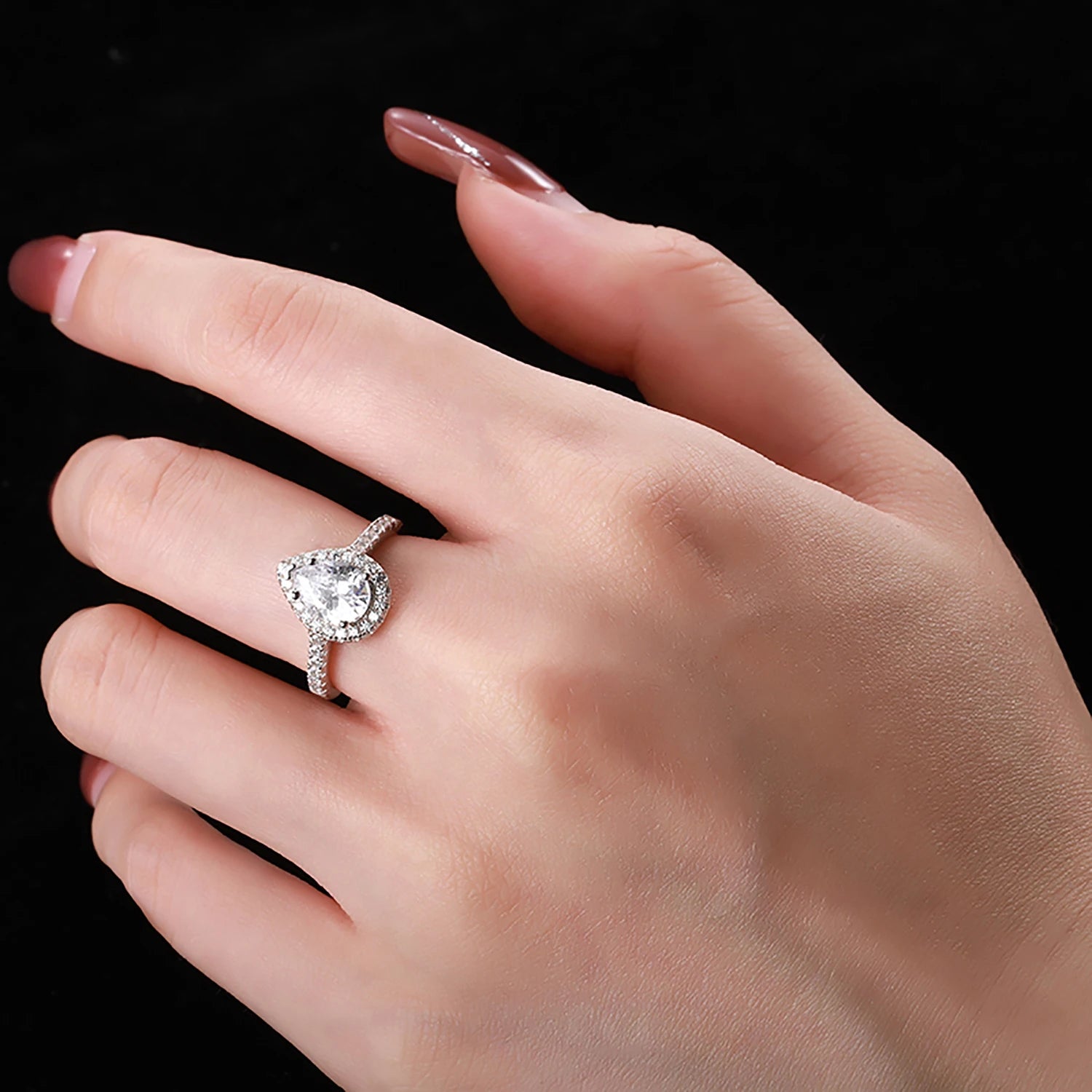 925 Silver Teardrop CZ Engagement Ring TL120005 product image 2