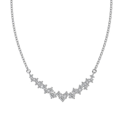 Minimalist Jewelry S925 Sterling Silver 18K Gold Plated Necklace Curved Cz Cubic Zircon Cluster Heart Necklaces for Girls Women