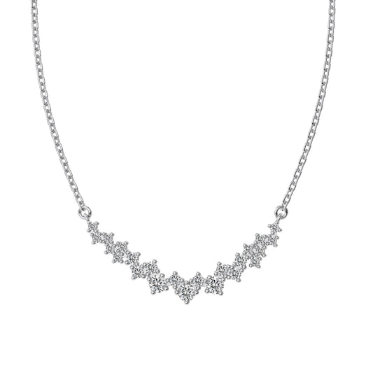 Minimalist Jewelry S925 Sterling Silver 18K Gold Plated Necklace Curved Cz Cubic Zircon Cluster Heart Necklaces for Girls Women