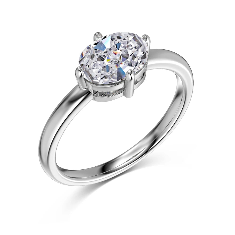 Fine Fashion Jewelry Women Daily Dress up Accessories Classic S925 Silver Oval Shape 5A Cubic Zirconia Bridal Promise Ring