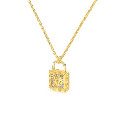 925 Sterling Silver Lock Bridal Initial Necklace product image 27