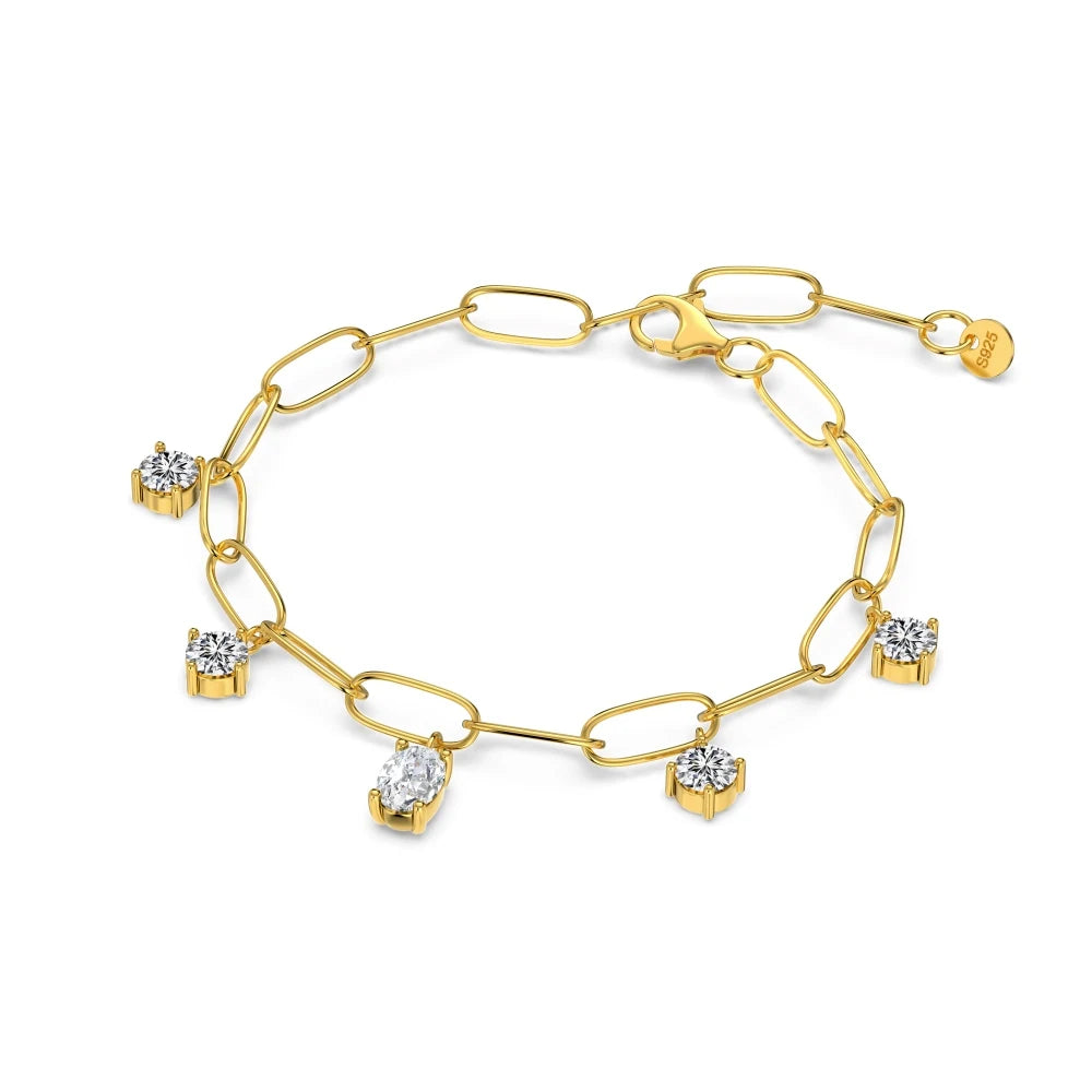 925 Sterling Silver 5A CZ Charm Bracelet DY150560 product image 8