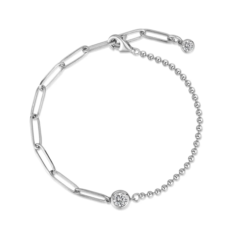 925 Sterling Silver 5A CZ Chain Bracelet DY150674 product image 7