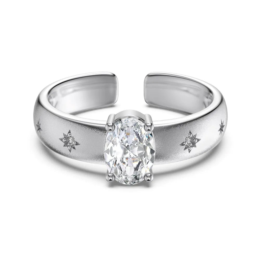925 Sterling Silver Star CZ Engagement Ring product image 7
