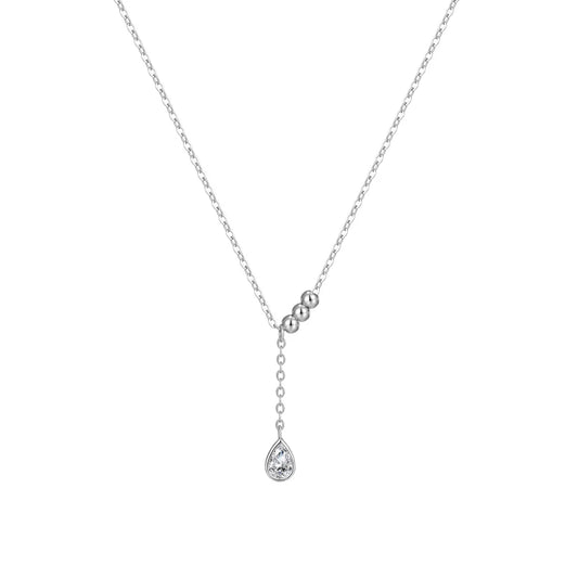 925 Sterling Silver Teardrop CZ Pendant Necklace by KAKODIY