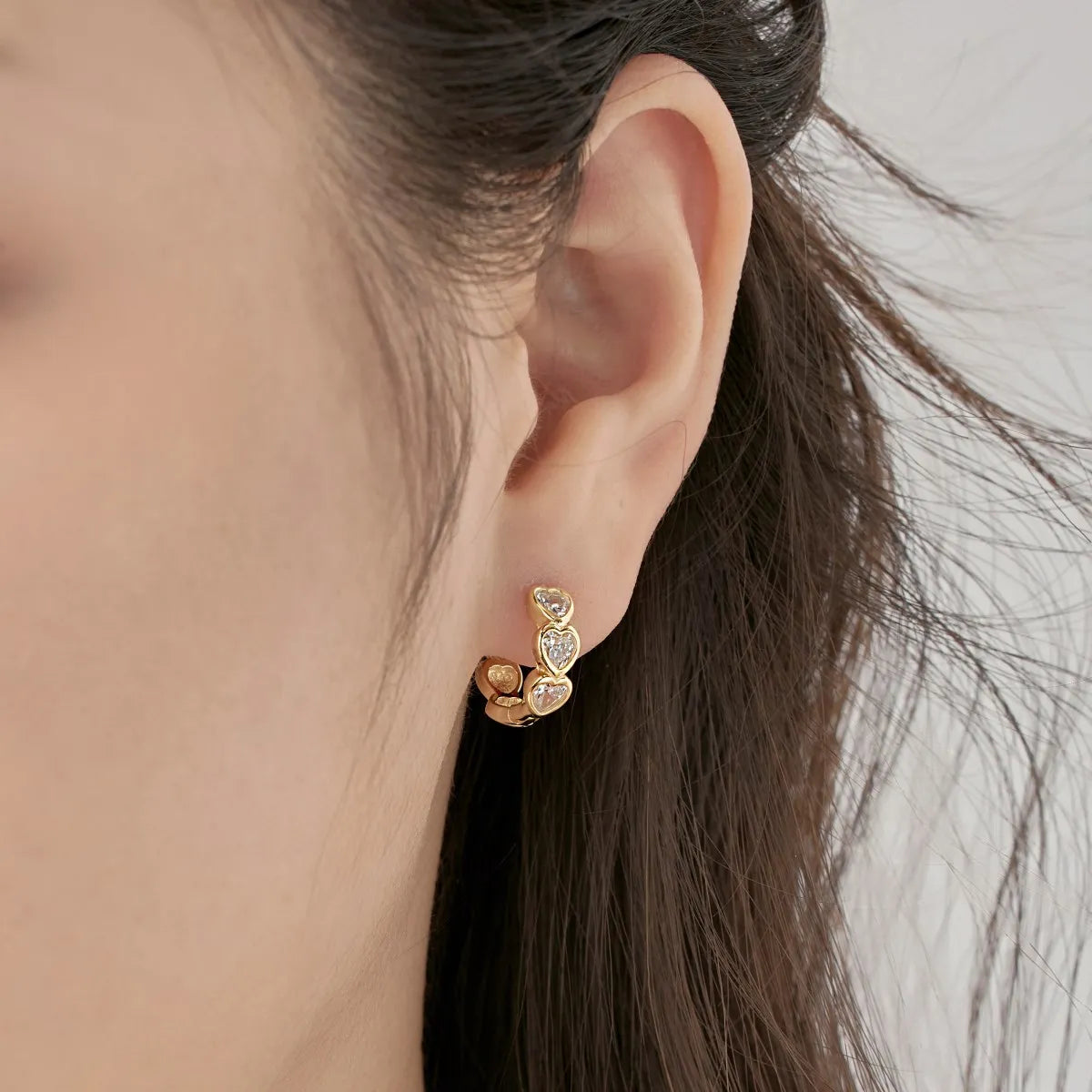 KAKODIY 18K Gold Plated Sterling Silver 925 Earrings Mini Heart Zircon Cubic Zircon Embrace Earrings Accessories Women - product image 3