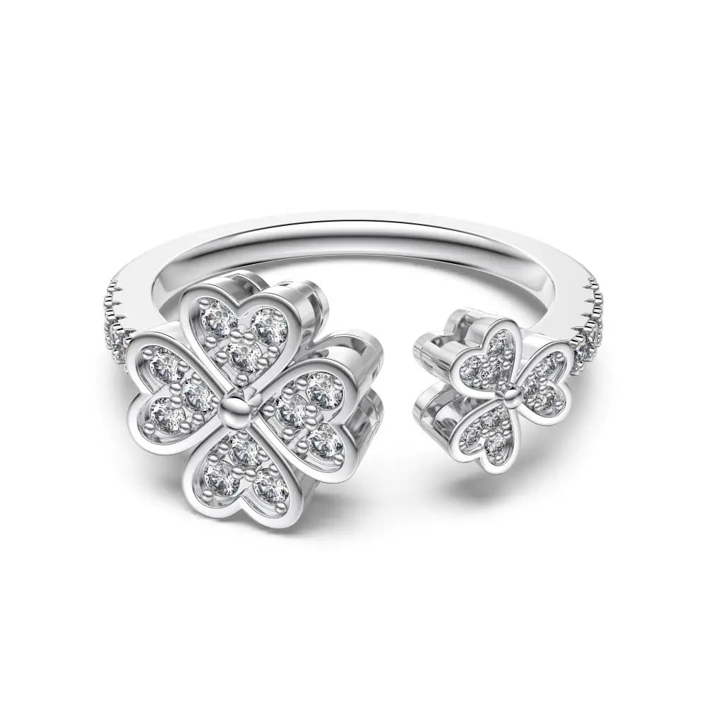 925 Sterling Silver Clover Bridal Engagement Ring product image 7