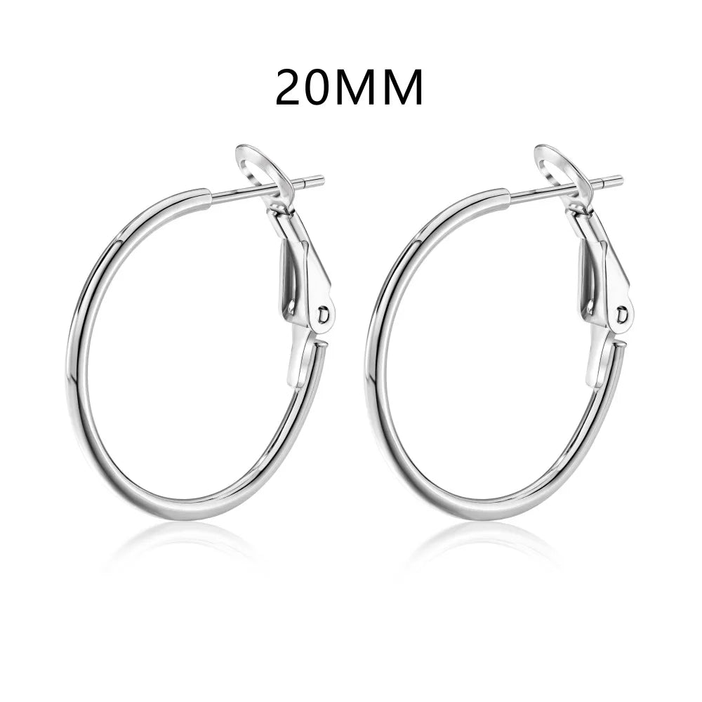 Nickel Free Hypoallergenic 925 Sterling Silver Round Circle Earring 18K Gold Plated Big Large Hoop Earrings for Women Girl