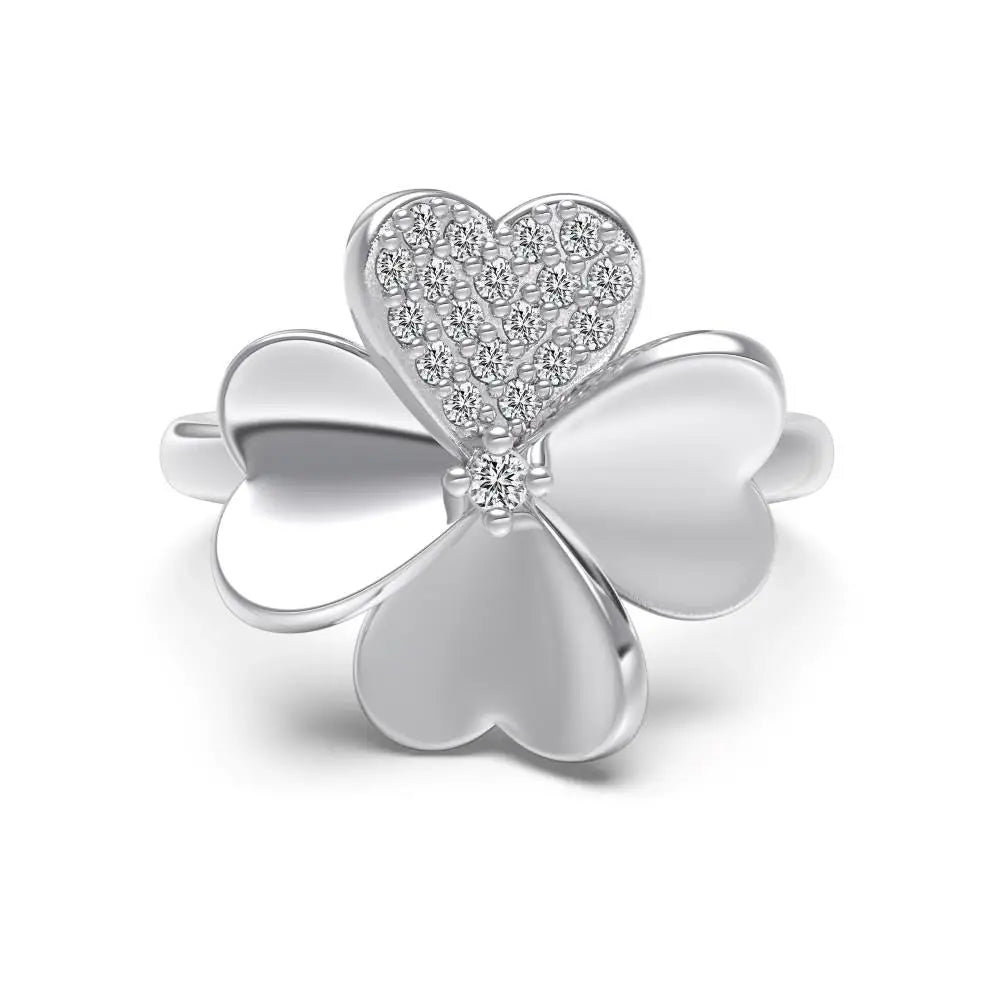 925 Silver Clover Bridal Engagement Ring DY121267 by KAKODIY