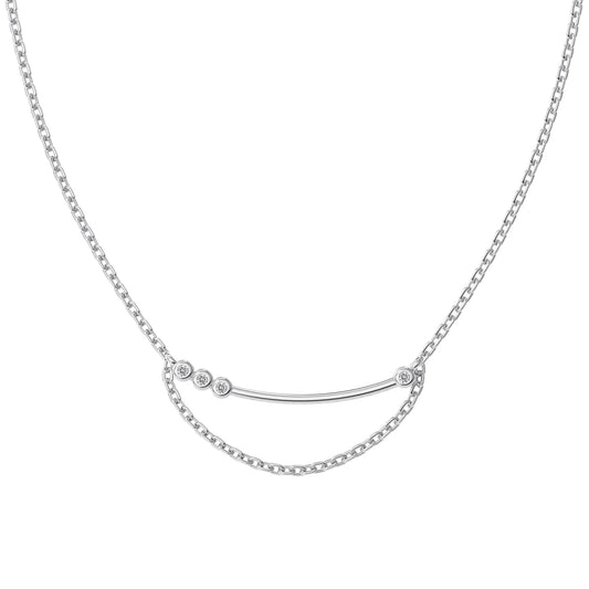 New Arrival 18K Gold Plated  Necklace New Smile Cz Cubic Zirconia Moon Pendant Necklaces S925 Silver Jewelry