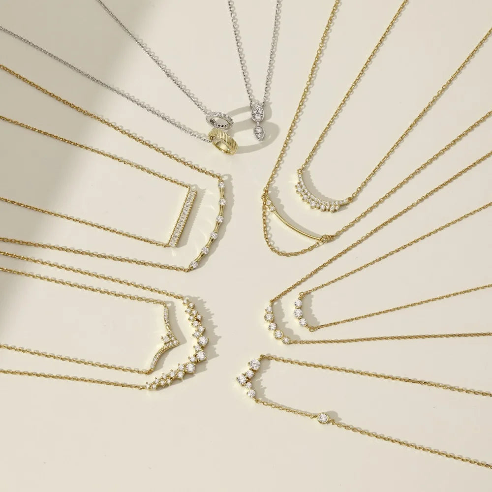 New Design 925 Silver Fine Jewelry 18K Gold Plated Rectangle Necklace Bling Cz Elegant Long Bar Pendant Necklaces for Women