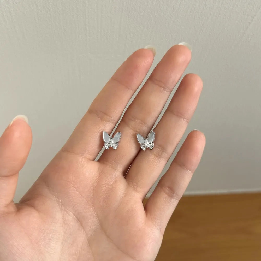 KAKODIY Elegance Women's Jewelry Accessories 925 Sterling Silver Hypoallergenic Shell 5A Cubic Zirconia Butterfly Stud Earrings - product image 6