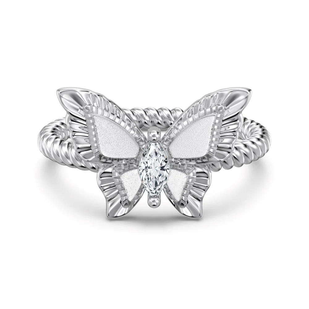 925 Sterling Silver Butterfly CZ Wedding Ring product image 8