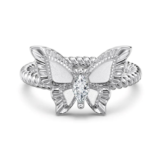 925 Sterling Silver Butterfly CZ Wedding Ring product image 8