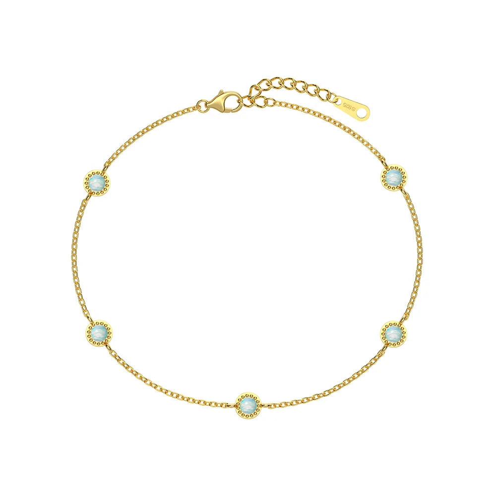 925 Sterling Silver Opal Chain Bracelet product image 9