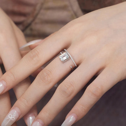 Personalized Daily Dress up Fine Fashion Jewelry S925 Silver Openwork Double Layer  5A Cubic Zirconia Women Bridal Ring