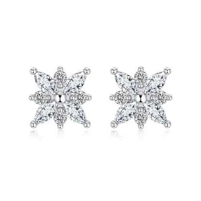 KAKODIY Fashion Fine Rhodium Plated 925 Sterling Silver Unchanged 5A Cubic Zirconia Snowflake Shaped Earrings for Women - product image 1