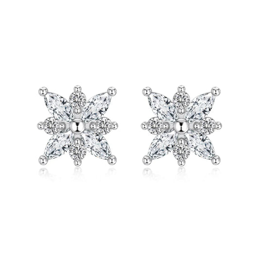 KAKODIY Fashion Fine Rhodium Plated 925 Sterling Silver Unchanged 5A Cubic Zirconia Snowflake Shaped Earrings for Women - product image 1