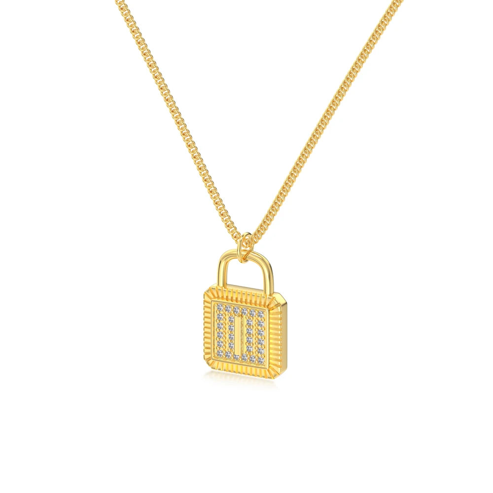 925 Sterling Silver Lock Bridal Initial Necklace product image 26